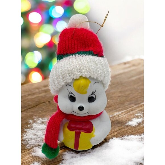 Giftco Snow Bells Christmas Ornament Snowman Bell with Knit Hat & Scarf - Picture 1 of 8